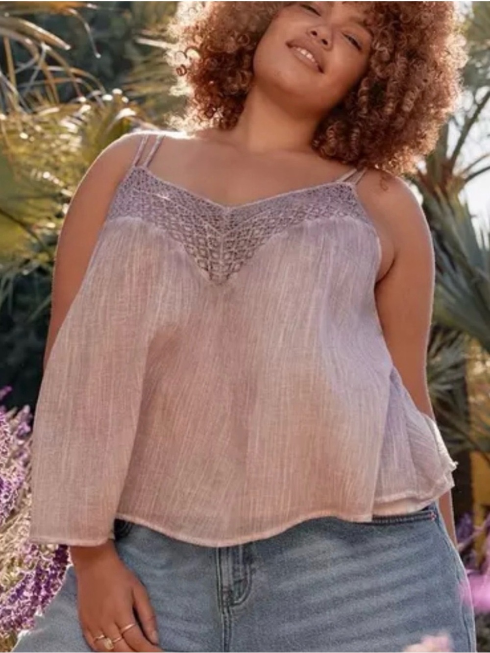 torrid Lavender Lace-Trim Spaghetti Strap Camisole